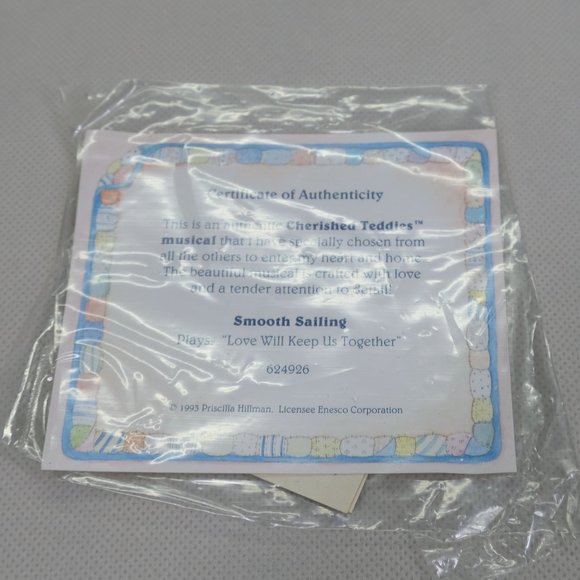 Cherished Teddies Smooth Sailing Wind Up Music Figurine Sailboat Vintage 1993 - Picture 8 of 10